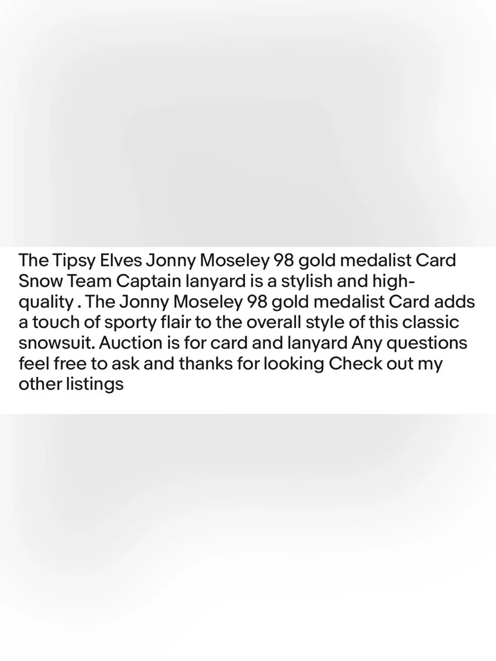 NWT Tipsy Elves Johnny Mosley SKI TEAM Lanyard 1998 Gold Medalist Snow Team Capt